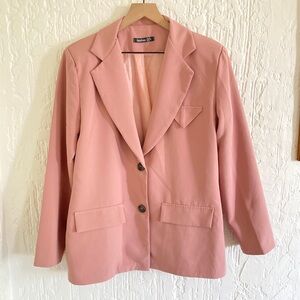 Boohoo Light Pink Oversized Blazer Jacket Size 8